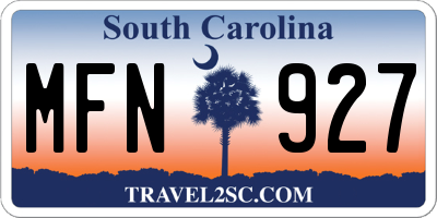 SC license plate MFN927
