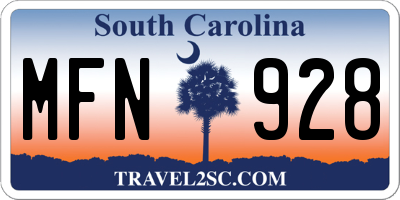 SC license plate MFN928