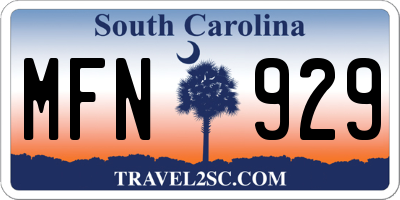SC license plate MFN929