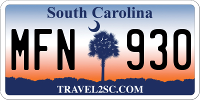 SC license plate MFN930