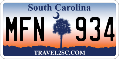 SC license plate MFN934