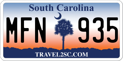 SC license plate MFN935