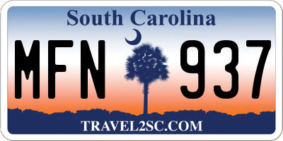 SC license plate MFN937