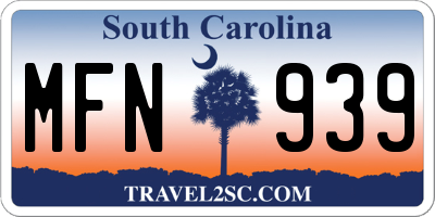 SC license plate MFN939