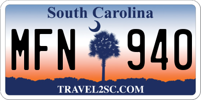 SC license plate MFN940
