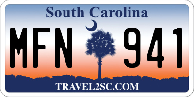 SC license plate MFN941