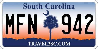 SC license plate MFN942
