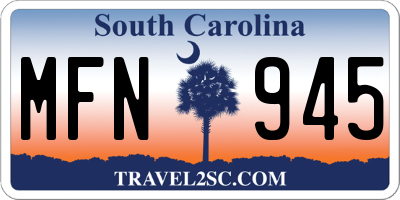 SC license plate MFN945
