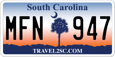 SC license plate MFN947