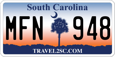 SC license plate MFN948
