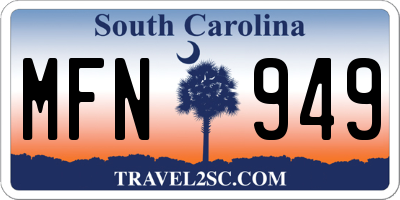 SC license plate MFN949