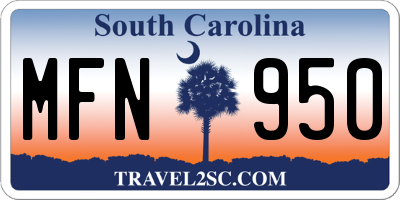SC license plate MFN950