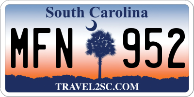 SC license plate MFN952