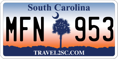 SC license plate MFN953