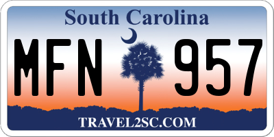 SC license plate MFN957