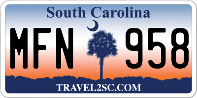 SC license plate MFN958