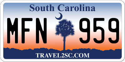SC license plate MFN959