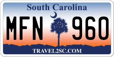 SC license plate MFN960