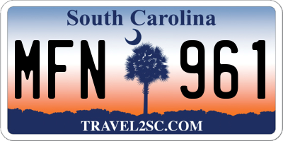 SC license plate MFN961