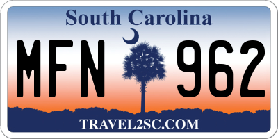 SC license plate MFN962