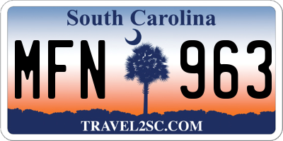 SC license plate MFN963