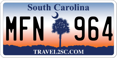 SC license plate MFN964