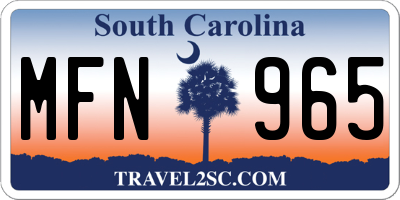 SC license plate MFN965