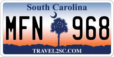 SC license plate MFN968