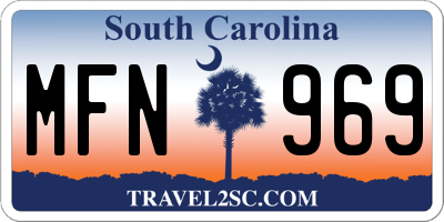 SC license plate MFN969