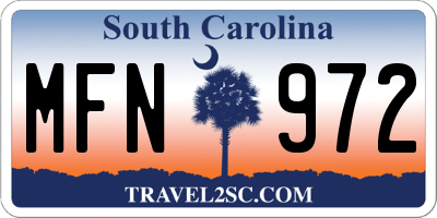 SC license plate MFN972