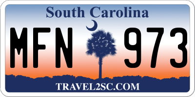 SC license plate MFN973