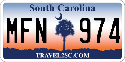 SC license plate MFN974