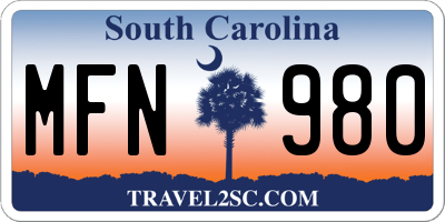 SC license plate MFN980
