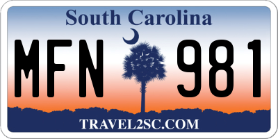 SC license plate MFN981