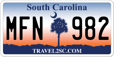 SC license plate MFN982