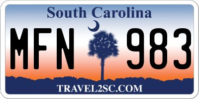 SC license plate MFN983