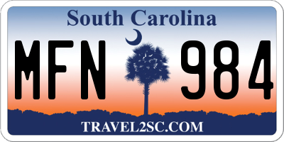 SC license plate MFN984