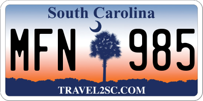 SC license plate MFN985
