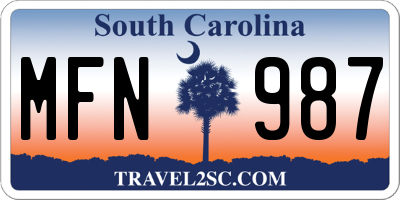 SC license plate MFN987
