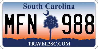 SC license plate MFN988