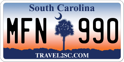 SC license plate MFN990
