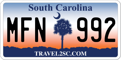 SC license plate MFN992