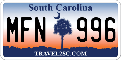SC license plate MFN996