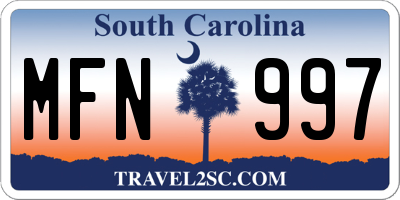 SC license plate MFN997