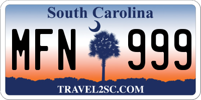 SC license plate MFN999