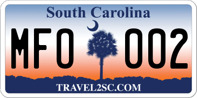SC license plate MFO002