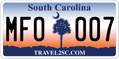 SC license plate MFO007