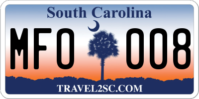 SC license plate MFO008