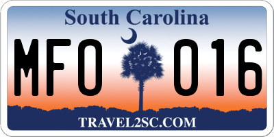 SC license plate MFO016