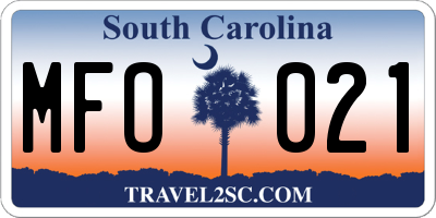 SC license plate MFO021